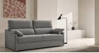 Canapé convertible compact avec poches accoudoirs Ronda - tissu gris - vue de côté - ambiance