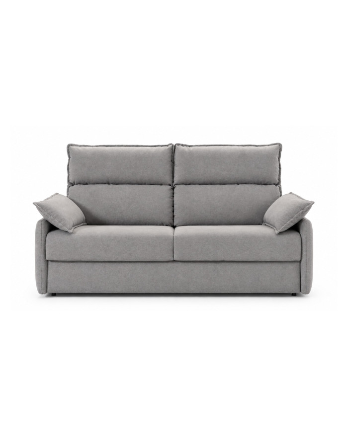 Canapé convertible Rapido compact à accoudoirs fins Ubeda - tissu gris - vue de face -
