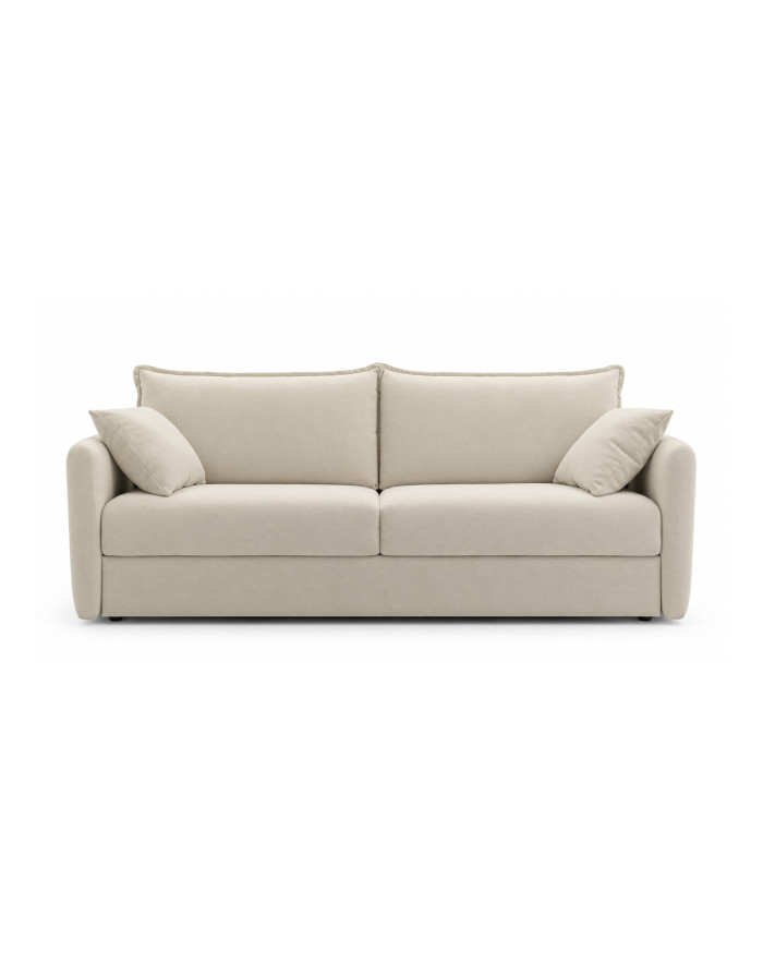 Canapé convertible Rapido couchage quotidien matelas 16 cm Carmona - tissu beige - vue de face - 1