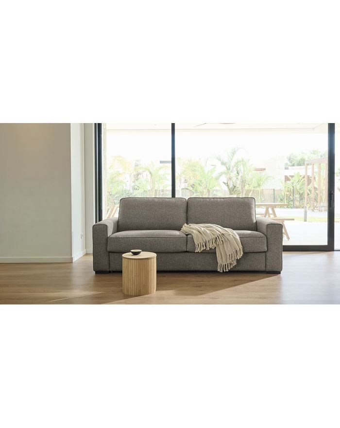 Canapé convertible 4 places couchage 180x200 Diego - tissu gris - de face