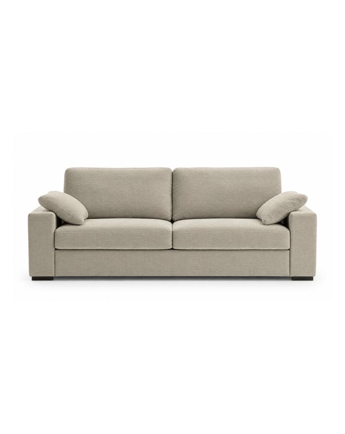 Canapé convertible Rapido matelas 16 cm personnalisable Baeza - tissu beige - vue de face