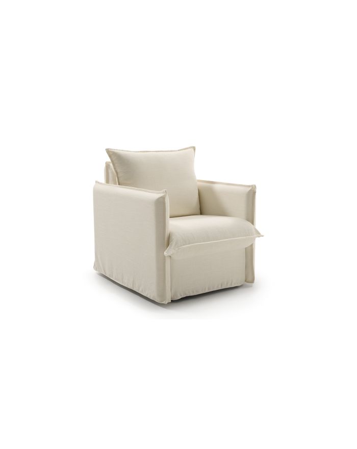 Fauteuil en lin 100% déhoussable Linum - vue de côté