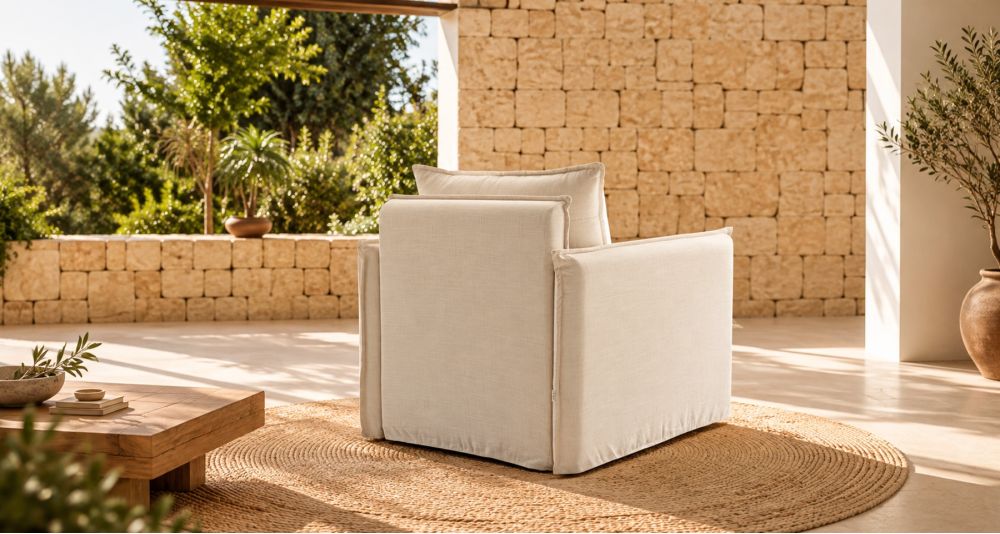 Fauteuil en lin 100% déhoussable Linum