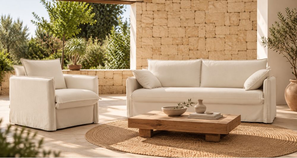 Fauteuil en lin 100% déhoussable Linum