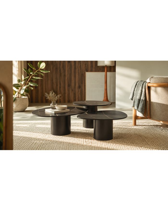 Lot de 3 tables basses gigognes design Vega - céramique - 2