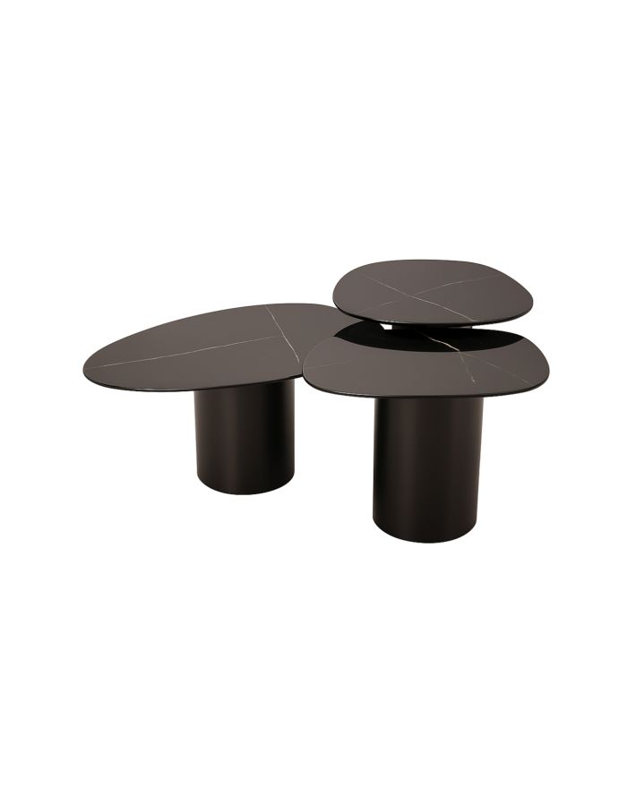 Lot de 3 tables basses gigognes design Vega - céramique - 2
