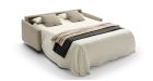 Canapé convertible dossier haut avec pieds luge Galeno - tissu beige - déplier