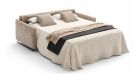 Canapé convertible dossier haut avec pieds luge Galeno - tissu beige velours - vue déplier 