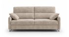 Canapé convertible dossier haut avec pieds luge Galeno - tissu beige velours - vue de face