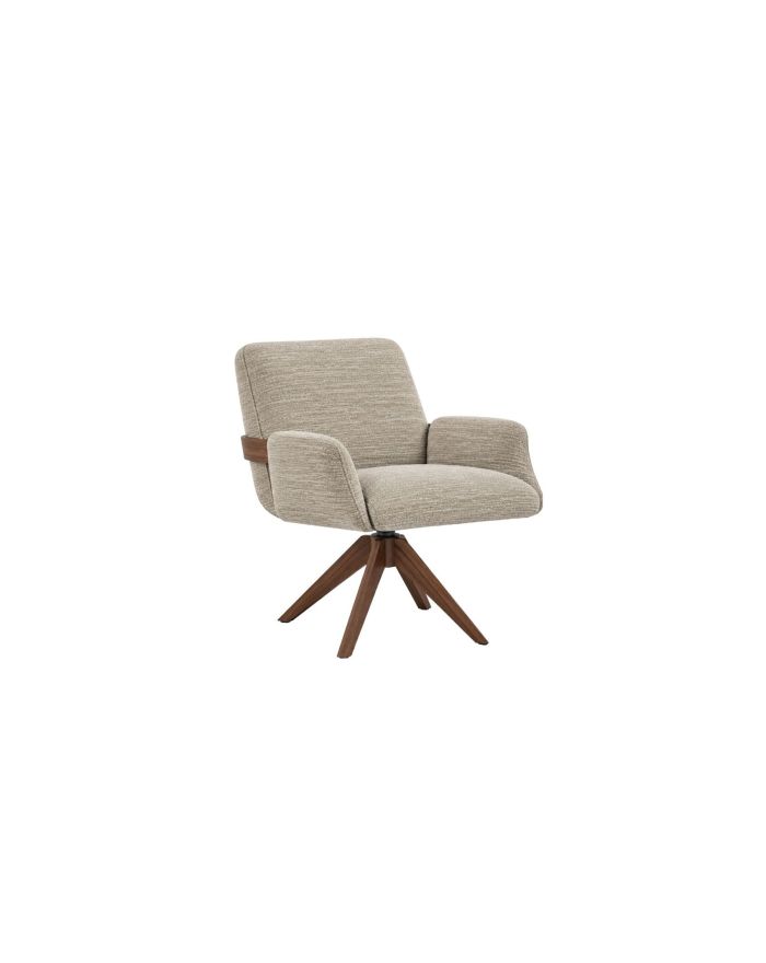 Chaise de repas avec accoudoirs Marceau - fond blanc - beige 