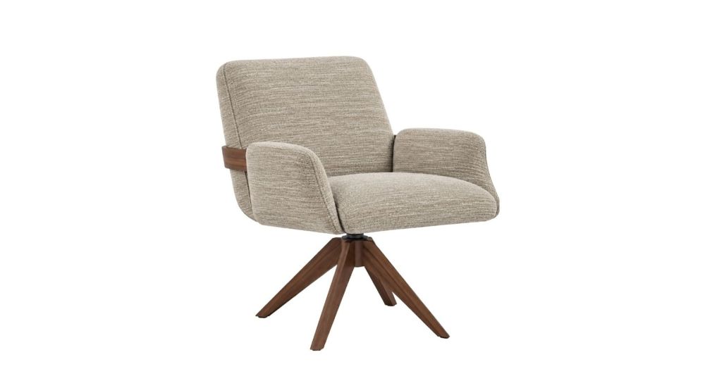 Chaise de repas avec accoudoirs en tissu chiné Marceau