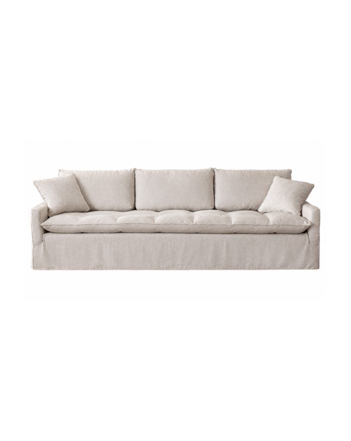 Canapé en lin mono assise matelassée Siria - tissu beige - vue de face