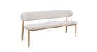 Banc 3 places avec dossier en tissu chiné Georgia - blanc - vue de côté - pieds bois clair 