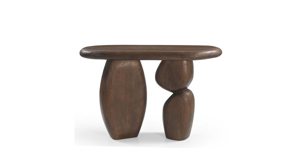 Console en manguier avec pieds sculpturaux façon galets Fiore