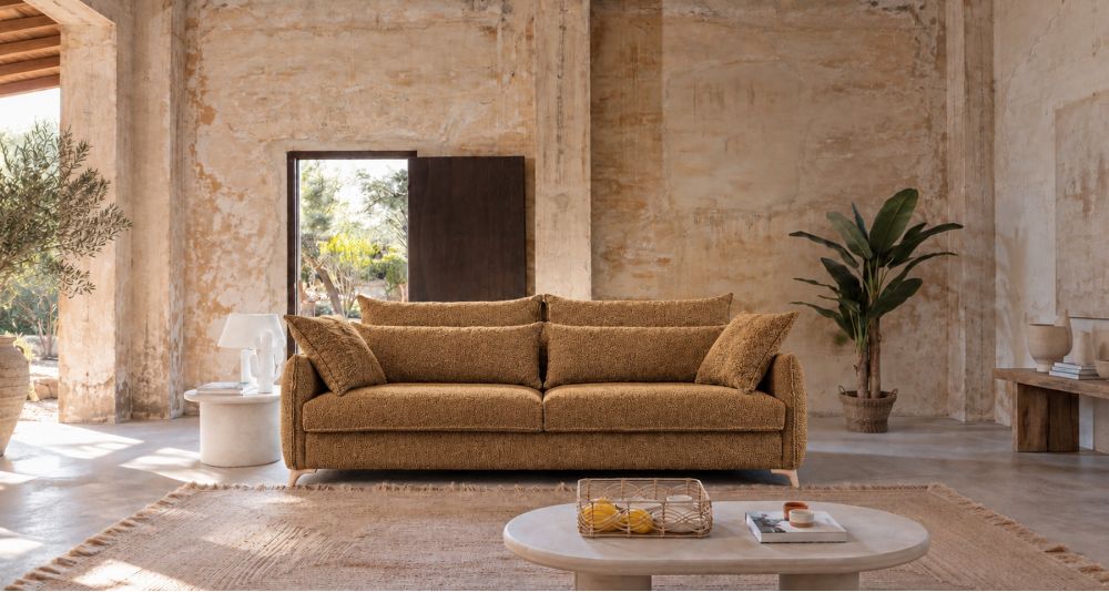 Canapé scandinave avec traversins Velvet