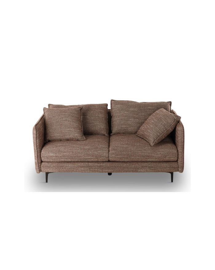 Canapé compact en tissu avec pieds en métal Modene - tissu marron - vue de face - 2 places 