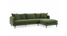Canapé d'angle compact avec méridienne 128 cm Modene - tissu vert - vue de côté