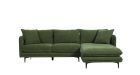 Canapé d'angle compact avec méridienne 128 cm Modene - tissu vert - vue de face