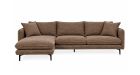 Canapé d'angle réversible avec pouf amovible Modene - tissu marron - vue de face - 1