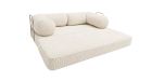 Canapé convertible 3 en 1 en velours côtelé Mova - Sofa 100 - Ecru - vue de déplier - 1