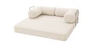 Canapé convertible 3 en 1 en velours côtelé Mova - Sofa 100 - Ecru - vue de déplier - 2
