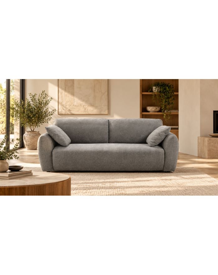 Canapé convertible Rapido à accoudoirs enveloppants Serrano - Tissu gris - vue de face - 1