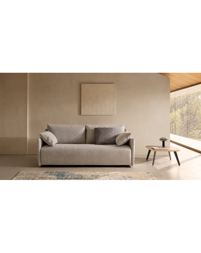 Canapé convertible Rapido mono-assise à accoudoirs fins Aitana - tissu gris - vue de face