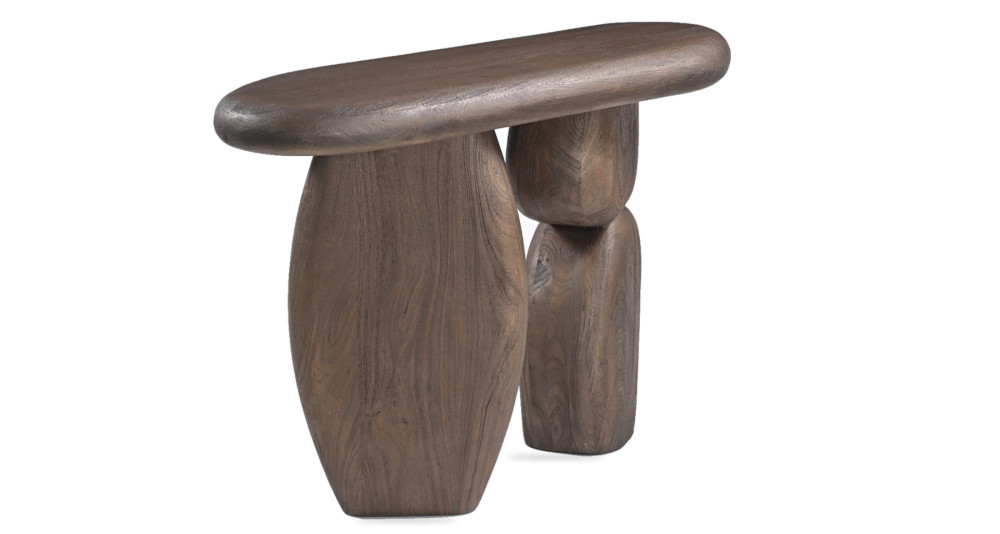 Console en manguier avec pieds sculpturaux façon galets Fiore