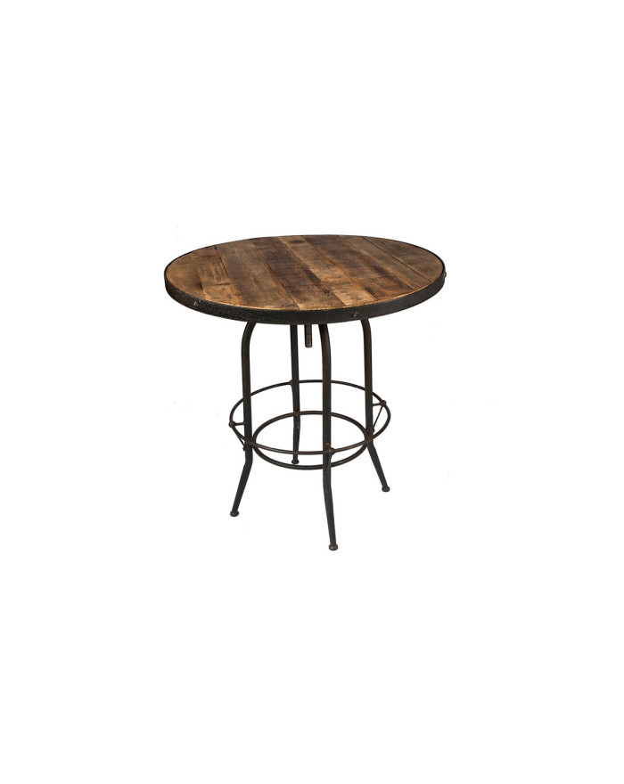 Table haute ronde industrielle bois métal Linton