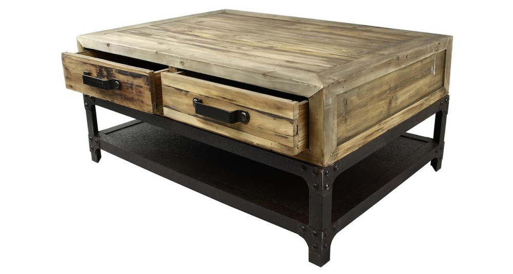 Table basse industrielle bois métal Cullen