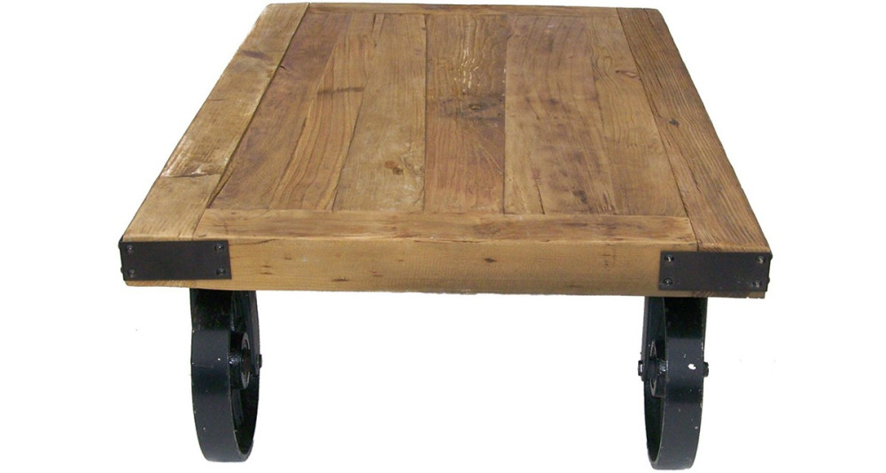 Table basse industrielle à roues Cedre