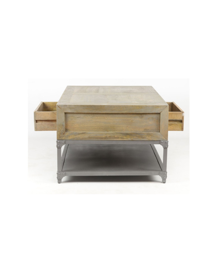 Petite table basse industrielle en bois et métal McAlester