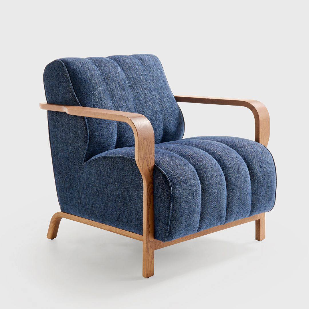 Fauteuil Royal en bois et tissu Belta Frajumar