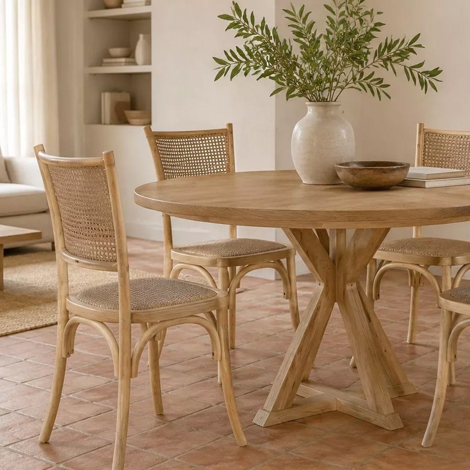 Chaise Carrel bois d'orme et rotin par Bizzotto