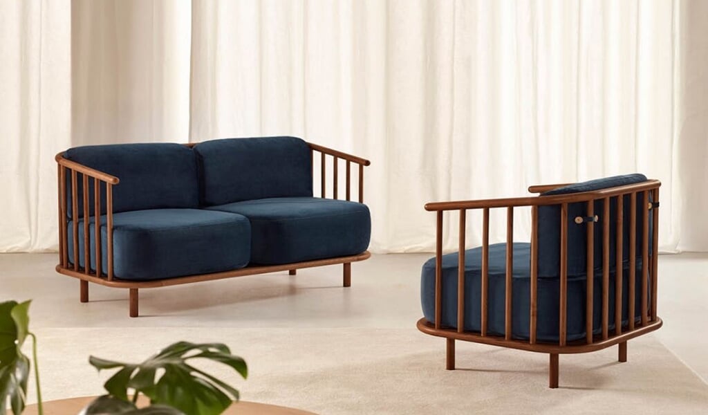 Canapé en bois et tissu Cage - Belta Frajumar