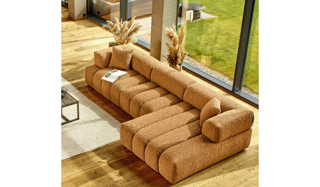 Canapé modulable à bouclettes Paddington marque Primavera Canapé modulable avec tissu à bouclettes