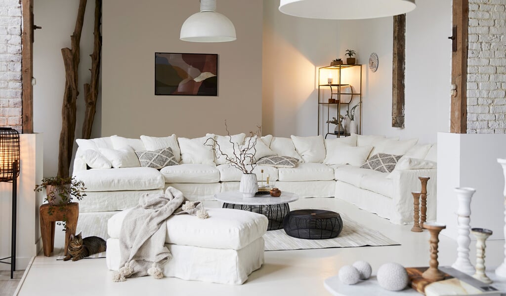 Canapé modulable Biarritz en lin froissé marque Home Spirit Canapé modulable Biarritz en lin froissé