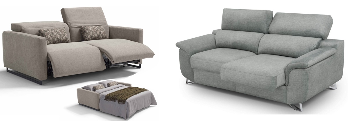 Canapé-lit relax convertible et canapé manuel à assises coulissantes