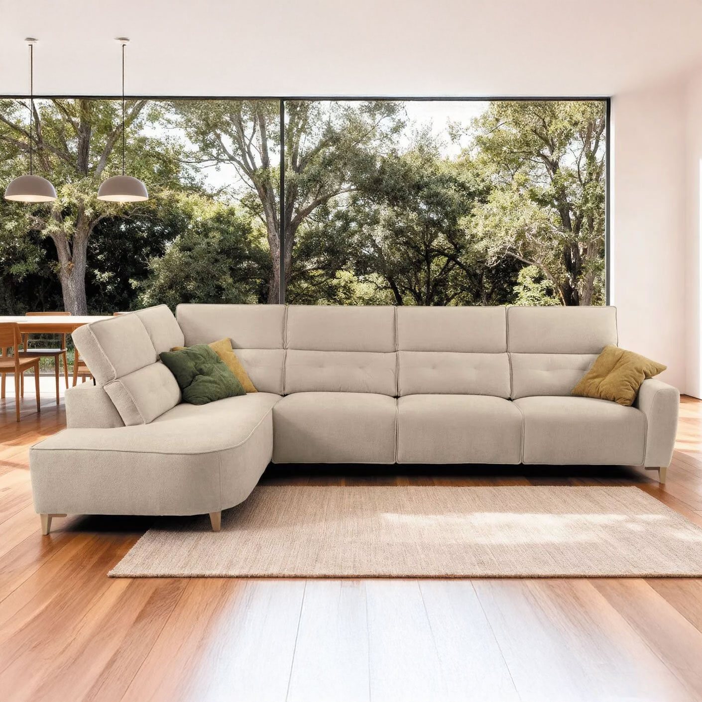 Canapé d'nagle relax avec méridienne Ottoman Colca Sofa