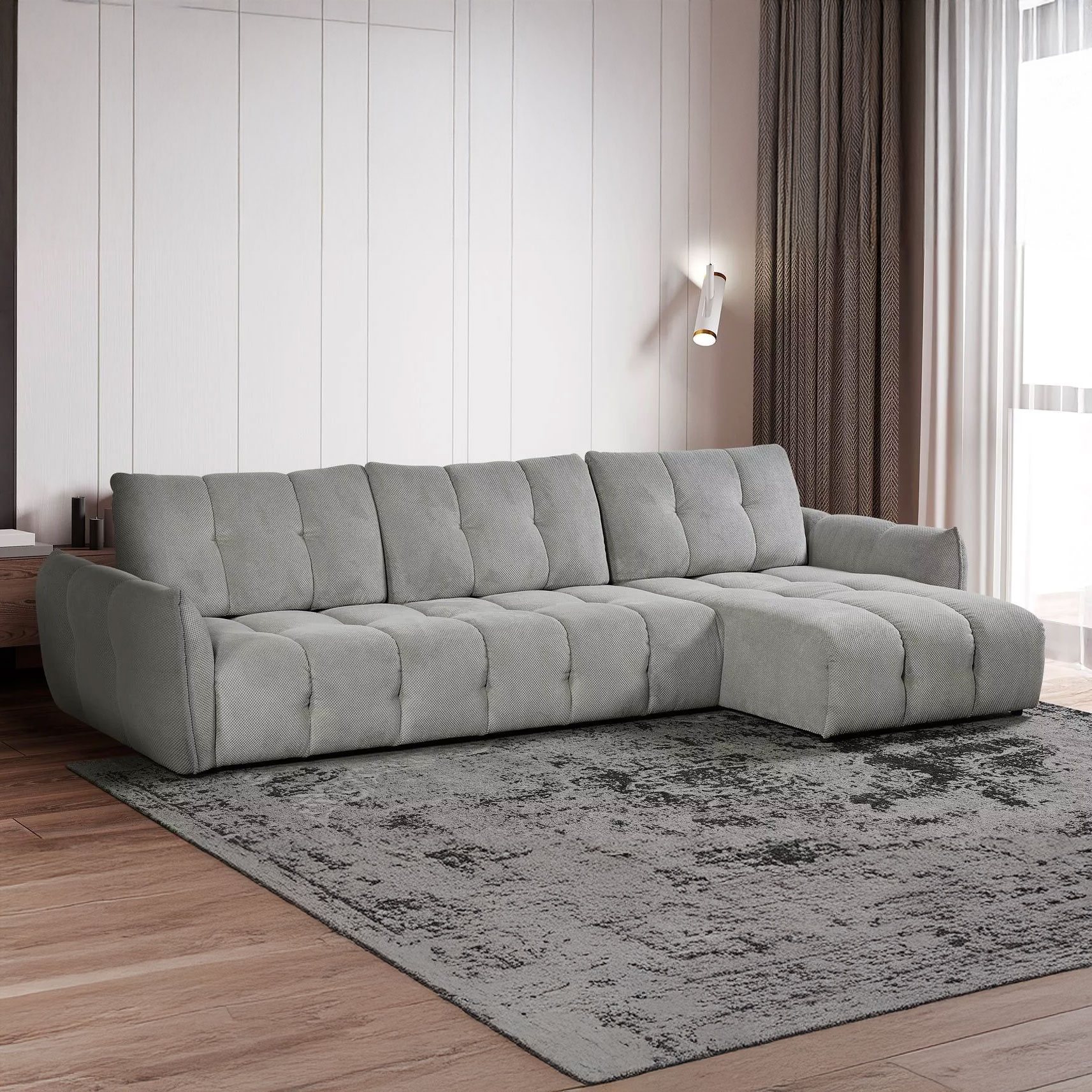 Canapé d'angle avec dossiers et profondeur d'assise réglable Paolina