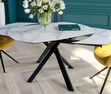 Tables de repas en verre, céramique et acier - Table Concept