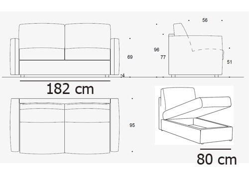 Canapé maxi 3P + méridienne (couchage 160)