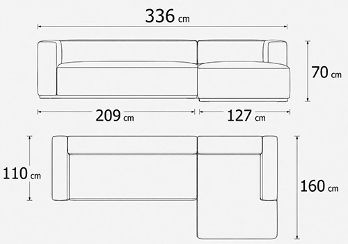 Canapé maxi 3 places - couchage 160 + méridienne