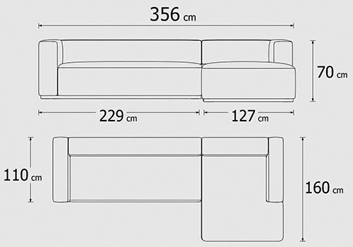 Canapé 4 places - couchage 180 + méridienne