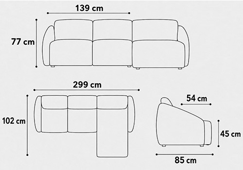 Canapé 3 places maxi - couchage 160 + méridienne