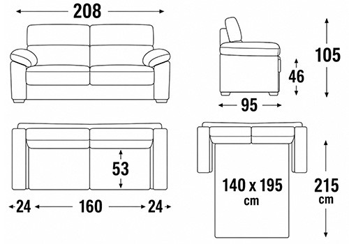 3 Places - Couchage 140