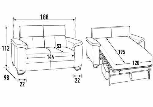 2 Places - Couchage 120