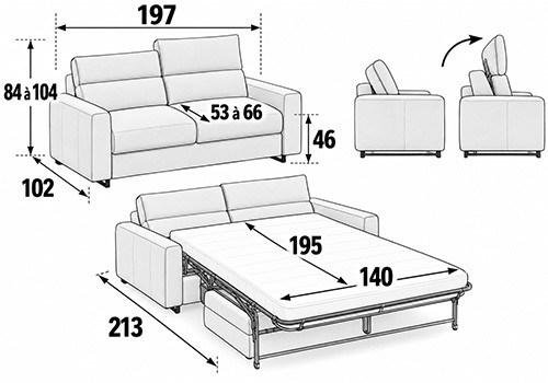 3 Places - Couchage 140