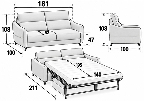 3 Places - Couchage 140