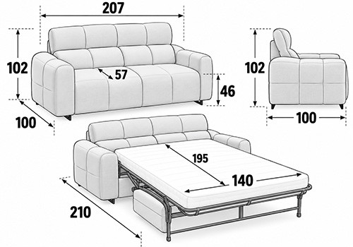 3 Places - Couchage 140